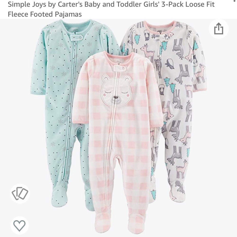 3 baby girl pajamas 24 month old